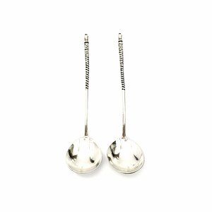 Set of 2 Antique Russian 1876 Moscow 84 Silver Engraved Spoons #8651